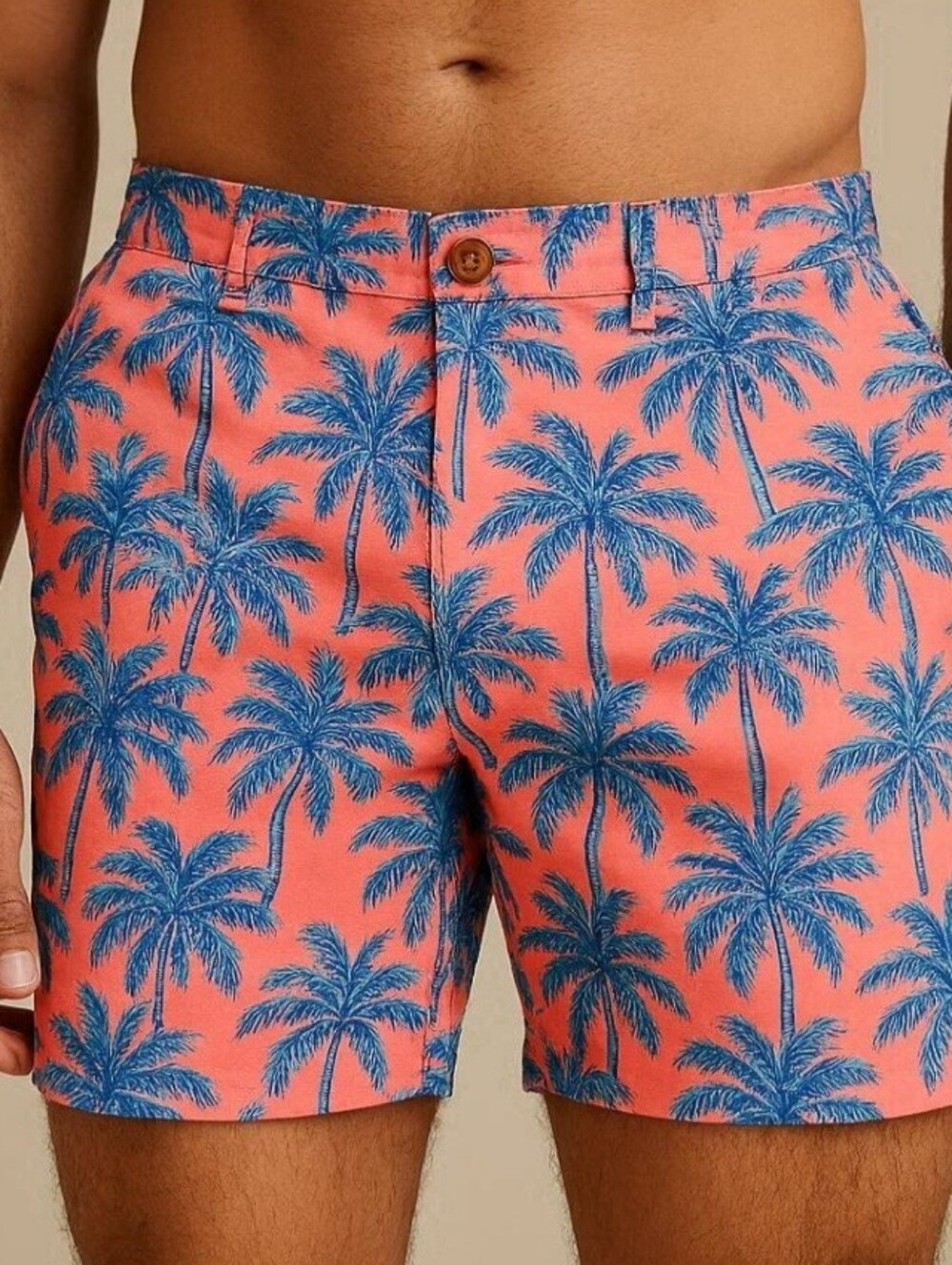 VINEYARD VINES BREAKER SHORTS  ALL OVER TROPICAL PALM TREE PRINT SIZE 36. CORAL.